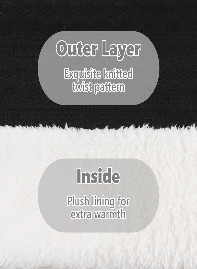OMUKY Unisex Winter Knit Warm Scarves Thick Fleece Scarf Cold Weather Soft Neck Warmer for Women Men(Adult Black) - Image 4